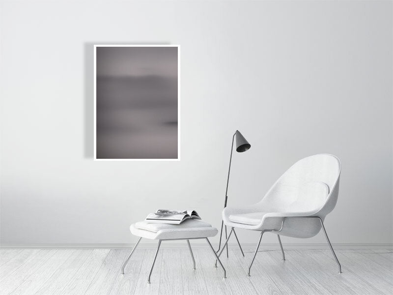 Ethereal Horizons - Pt 1 - Island Of Solitude by Lucas Vale – Giclée Print, 30cm x 30cm, 11.8in x 11.8in, Print Only, placed above a sleek desk in a modern workspace