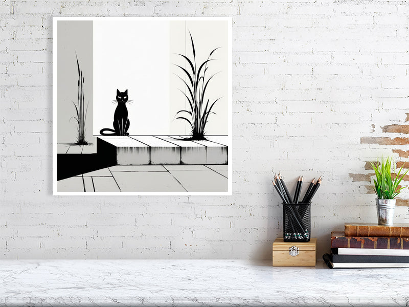 The Tale Of A Cat - Pt 1 - Solitary Grace by Elena Selene – Giclée Print, a striking artwork designed to elevate any modern interior.