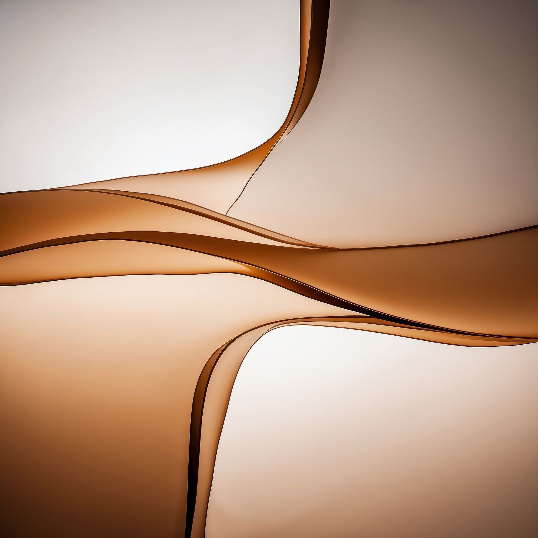 Golden Lumina - Sepia Flow by Lucas Vale – Giclée Print, 40cm x 61cm, 15.9in x 24.0in, Print Only, placed above a sleek desk in a modern workspace