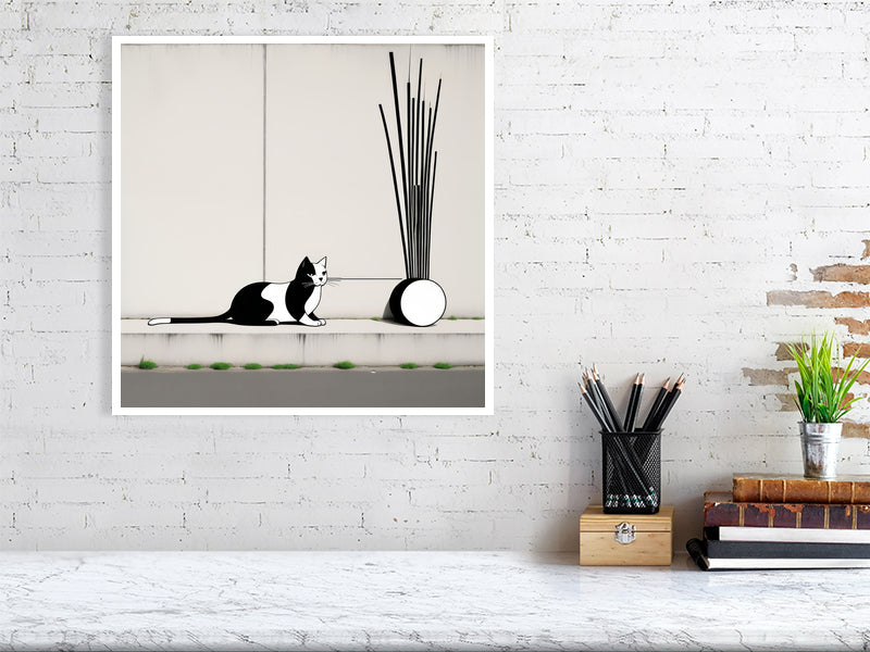 The Tale Of A Cat - Pt 1 - Linear Curiosity by Elena Selene – Giclée Print, a striking artwork designed to elevate any modern interior.