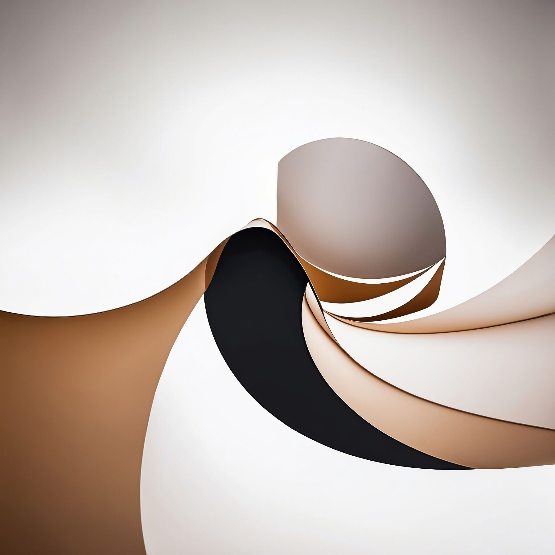 Golden Lumina - Spiral Interlude by Lucas Vale – Giclée Print, 40cm x 61cm, 15.9in x 24.0in, Print Only, placed above a sleek desk in a modern workspace