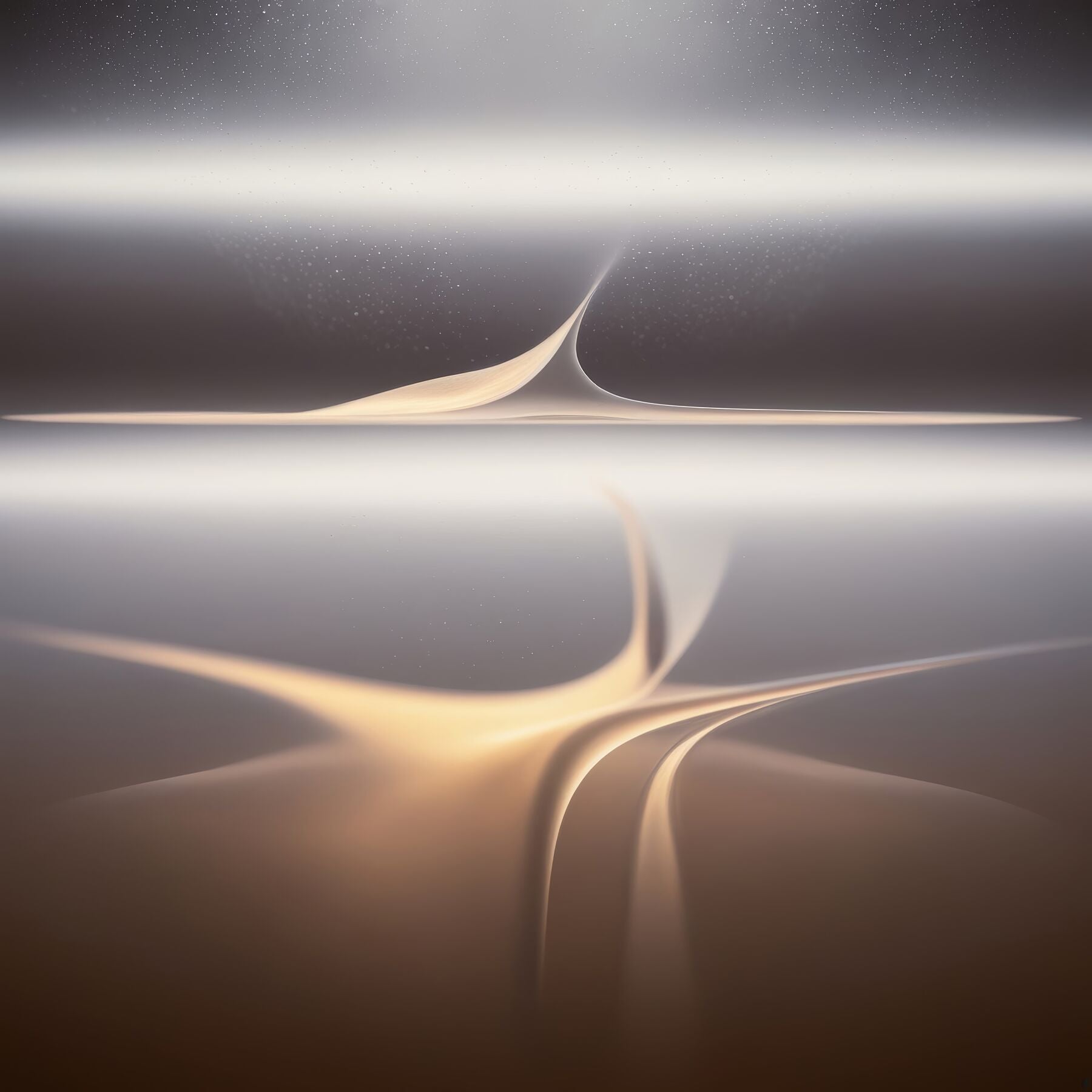 Golden Lumina - Veil Of Light by Lucas Vale – Giclée Print, 40cm x 61cm, 15.9in x 24.0in, Print Only, placed above a sleek desk in a modern workspace